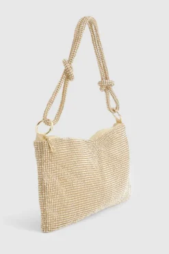 Shoulder Bags|Handbags*boohoo Premium Slouchy Diamante Shoulder Bag gold