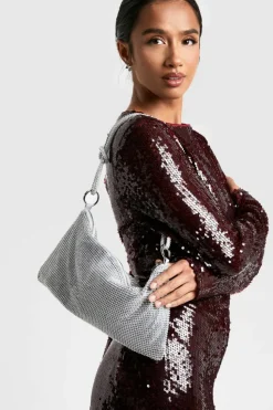 Shoulder Bags|Handbags*boohoo Premium Slouchy Diamante Shoulder Bag silver