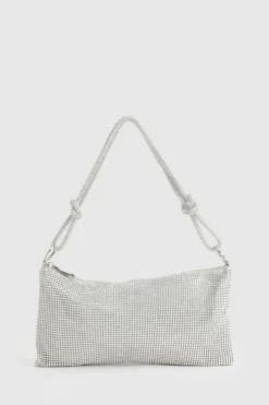 Shoulder Bags|Handbags*boohoo Premium Slouchy Diamante Shoulder Bag silver