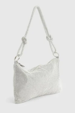 Shoulder Bags|Handbags*boohoo Premium Slouchy Diamante Shoulder Bag silver
