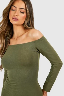 Bodycon Dresses*boohoo Premium Super Soft Bardot Bodycon Maxi Dress khaki