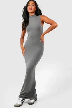 Bodycon Dresses*boohoo Premium Super Soft High Neck Bodycon Maxi Dress charcoal