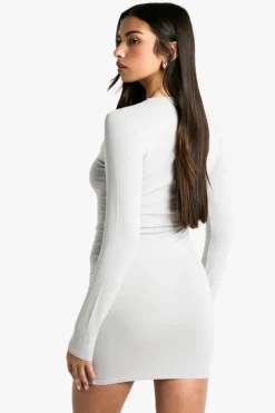 Bodycon Dresses*boohoo Premium Super Soft Long Sleeve Bodycon Mini Dress grey marl