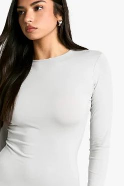 Bodycon Dresses*boohoo Premium Super Soft Long Sleeve Bodycon Mini Dress grey marl