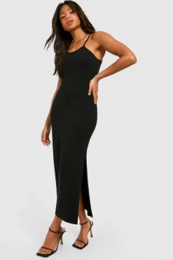 Bodycon Dresses*boohoo Premium Super Soft Racer Low Scoop Midaxi Dress black