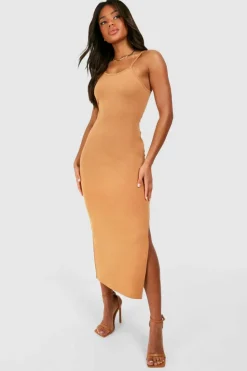 Bodycon Dresses*boohoo Premium Super Soft Racer Low Scoop Midaxi Dress caramel
