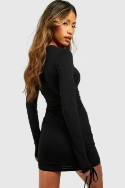 Bodycon Dresses*boohoo Premium Super Soft Ruched Mini Dress black