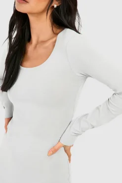 Bodycon Dresses*boohoo Premium Super Soft Scoop Neck Mini Dress grey marl