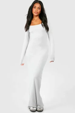 Bodycon Dresses*boohoo Premium Super Soft Square Neck Bodycon Maxi Dress grey marl