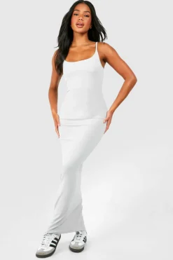 Bodycon Dresses*boohoo Premium Super Soft Strappy Bodycon Maxi Dress grey marl