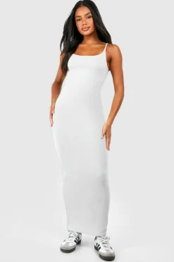 Bodycon Dresses*boohoo Premium Super Soft Strappy Bodycon Maxi Dress grey marl