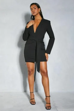 Blazer Dresses*MissPap Premium Tie Front Blazer Dress black