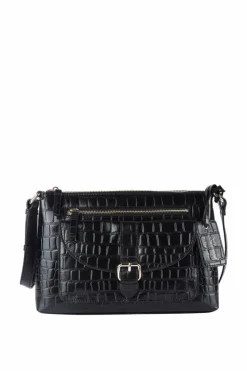 Shoulder Bags|Handbags*Ashwood Leather Pretty' Croc Embossed Leather Shoulder Bag Black