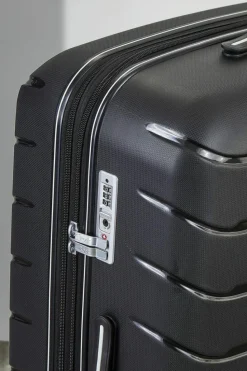 Handbags*Rock Prime 3 Pc Set 8 Wheel Hardshell Expandable Suitcases Black