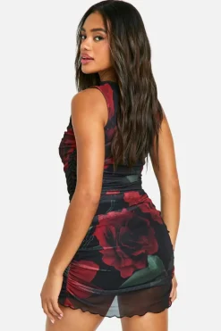 Bodycon Dresses|Mini Dresses*boohoo Printed Ruched Mini Dress black