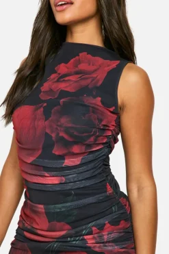 Bodycon Dresses|Mini Dresses*boohoo Printed Ruched Mini Dress black