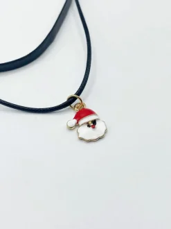Necklaces*SVNX PU Leather Choker With Santa Claus Charm Black