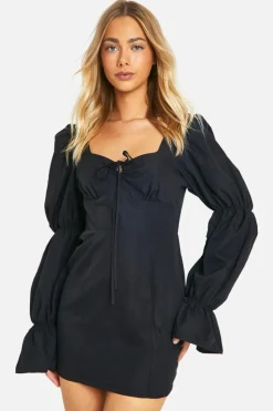 Smock Dresses*boohoo Puff Sleeve Mini Dress black