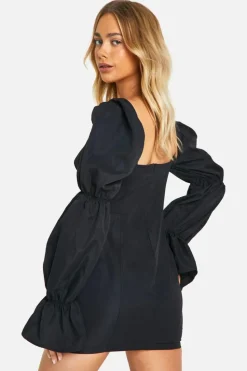 Smock Dresses*boohoo Puff Sleeve Mini Dress black