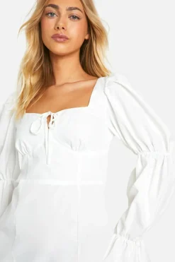 Smock Dresses*boohoo Puff Sleeve Mini Dress white