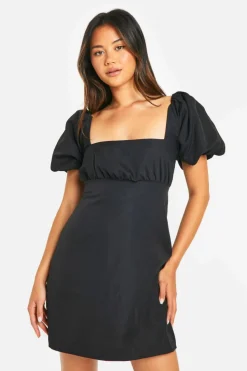 Smock Dresses*boohoo Puff Sleeve Mini Dress black