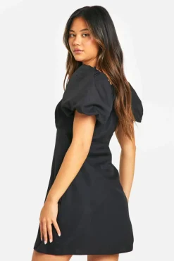 Smock Dresses*boohoo Puff Sleeve Mini Dress black