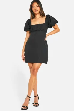 Smock Dresses*boohoo Puff Sleeve Mini Dress black