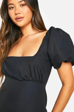 Smock Dresses*boohoo Puff Sleeve Mini Dress black