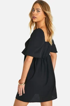 Smock Dresses*boohoo Puff Sleeve Smock Dress black