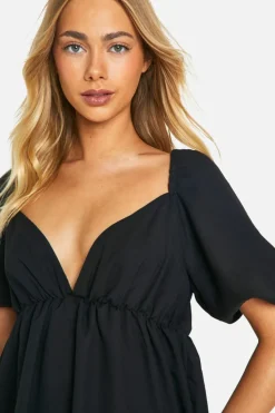 Smock Dresses*boohoo Puff Sleeve Smock Dress black