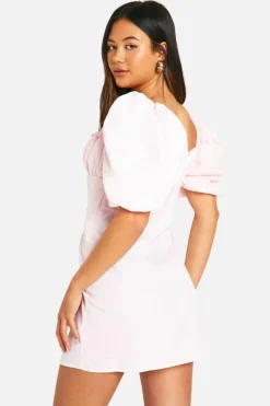 Smock Dresses*boohoo Puff Sleeve Smock Dress pink