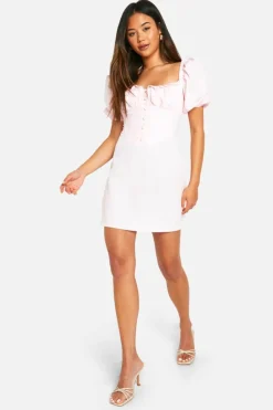Smock Dresses*boohoo Puff Sleeve Smock Dress pink