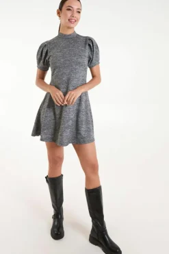 Smock Dresses*Blue Vanilla Puff Sleeve Smock Dress Charcoal