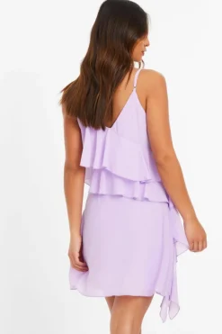 Skater Dresses*Quiz Chiffon Frill Mini Skater Dress Purple