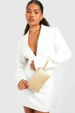 Handbags|Clutch Bags*boohoo Quilted Basic Clutch Bag gold