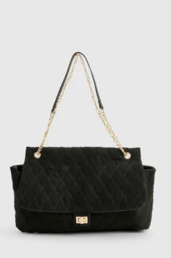 Shoulder Bags|Handbags*boohoo Quilted Brushed Faux Suede Shoulder Bag black