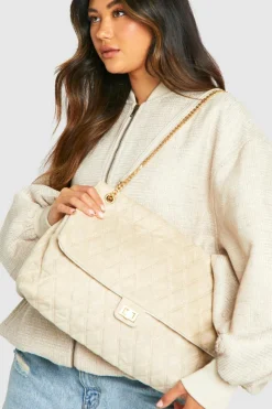 Shoulder Bags|Handbags*boohoo Quilted Brushed Faux Suede Shoulder Bag off white