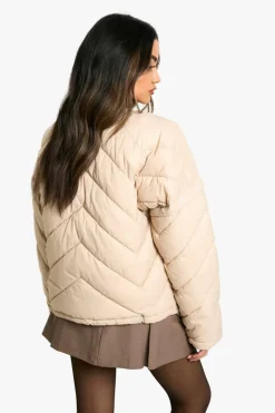 Up To 80% Off Winter Warmers|Puffer Jackets*boohoo Quilted Collarless Puffer Jacket stone
