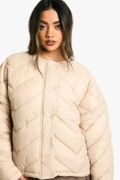 Up To 80% Off Winter Warmers|Puffer Jackets*boohoo Quilted Collarless Puffer Jacket stone