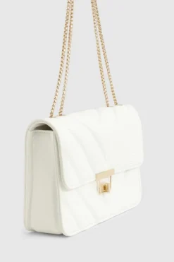 Shoulder Bags|Cross-Body Bags*boohoo Quilted Faux Leather Crossbody Chain Bag white