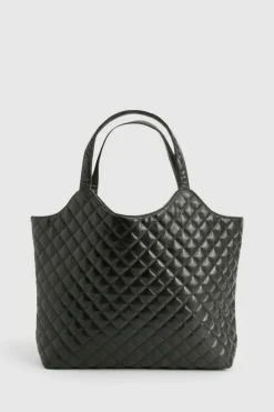 Shoulder Bags|Handbags*boohoo Quilted Leather Look Shopper Tote Bag black