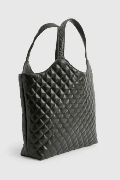 Shoulder Bags|Handbags*boohoo Quilted Leather Look Shopper Tote Bag black