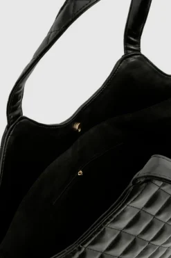 Shoulder Bags|Handbags*boohoo Quilted Leather Look Shopper Tote Bag black