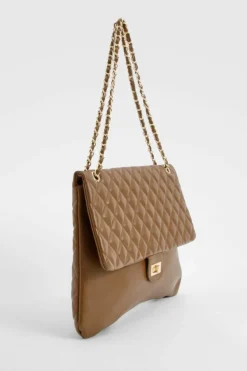 Shoulder Bags|Handbags*boohoo Quilted Leather Look Shoulder Bag chocolate