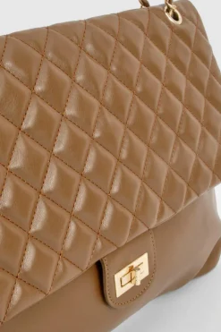 Shoulder Bags|Handbags*boohoo Quilted Leather Look Shoulder Bag chocolate