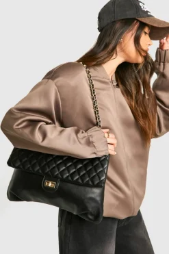 Shoulder Bags|Handbags*boohoo Quilted Leather Look Shoulder Bag black