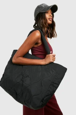 Handbags|Tote Bags*boohoo Quilted Oversized Tote Bag black