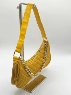 Shoulder Bags*SVNX Quilted Shoulder Bag with Chain Yellow