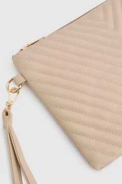 Handbags|Clutch Bags*boohoo Quilted Zip Top Clutch Bag nude