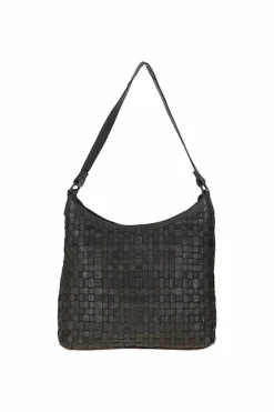 Shoulder Bags*Ashwood Leather Raffinatezza' Vintage Woven Leather Shoulder Bag Dark Grey